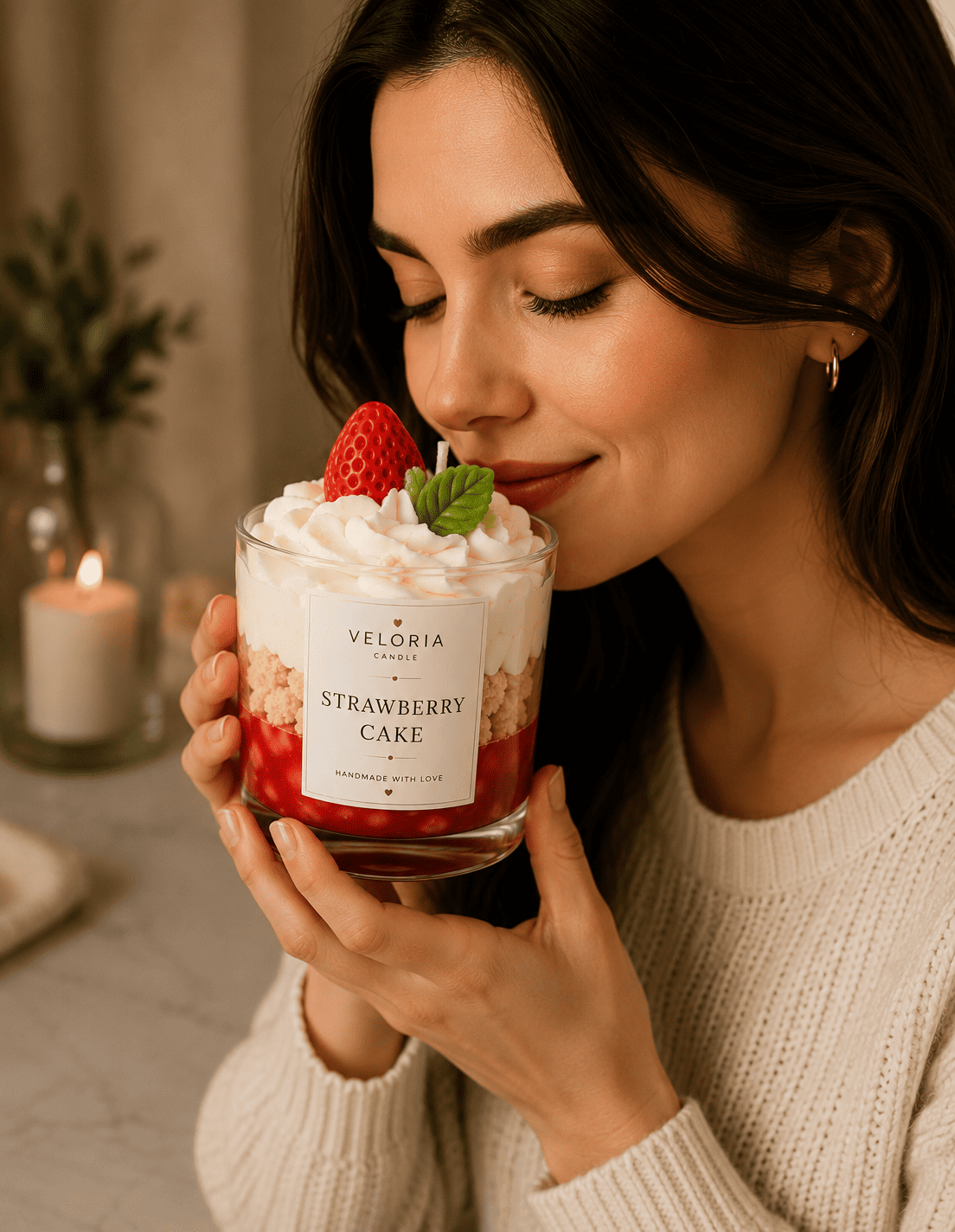 Dessertkerze Strawberry Cake