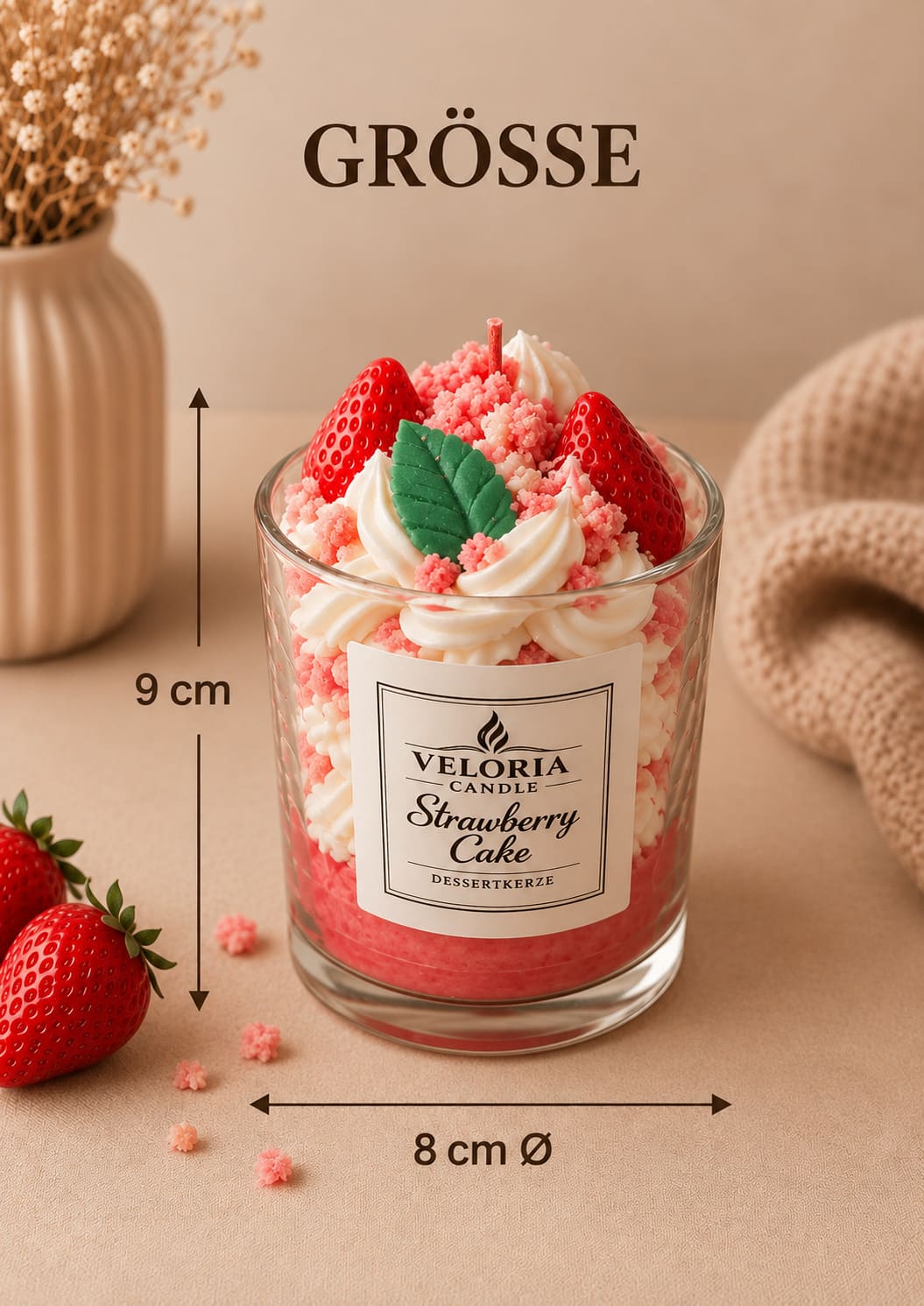 Dessertkerze Strawberry Cake