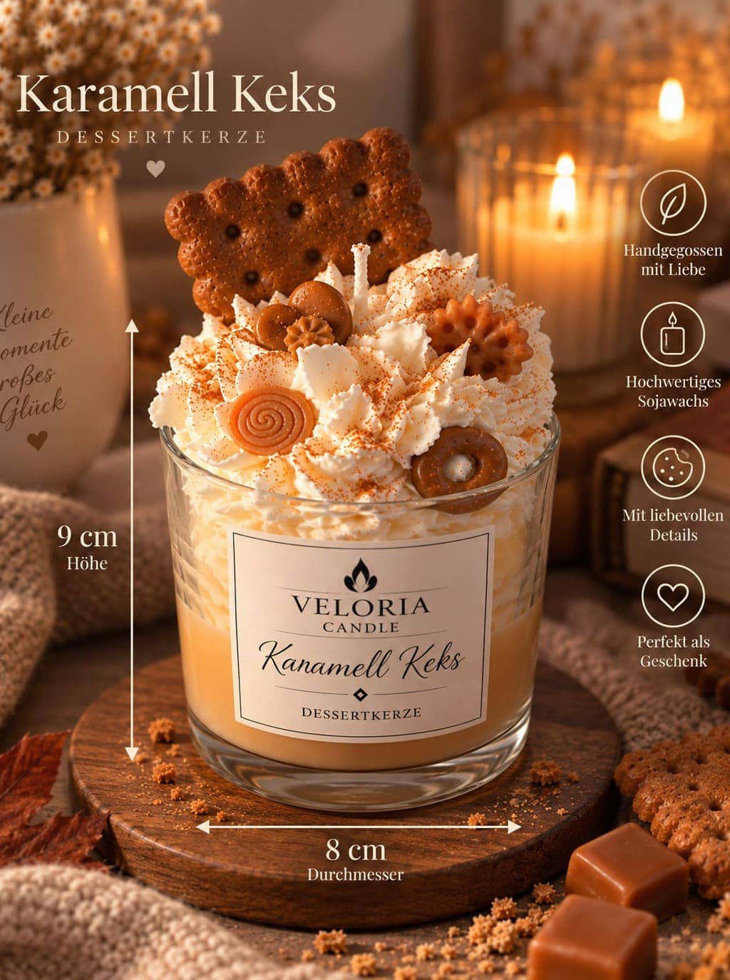 Karamell Keks Dessertkerze