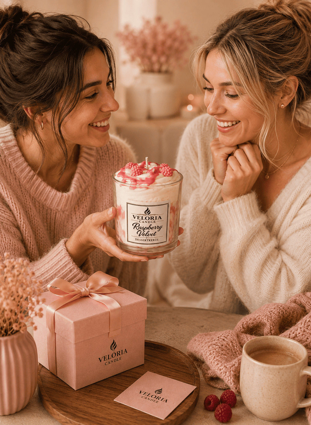 Himbeer Dessertkerze „Raspberry Velvet“ – Handgemachte Duftkerze