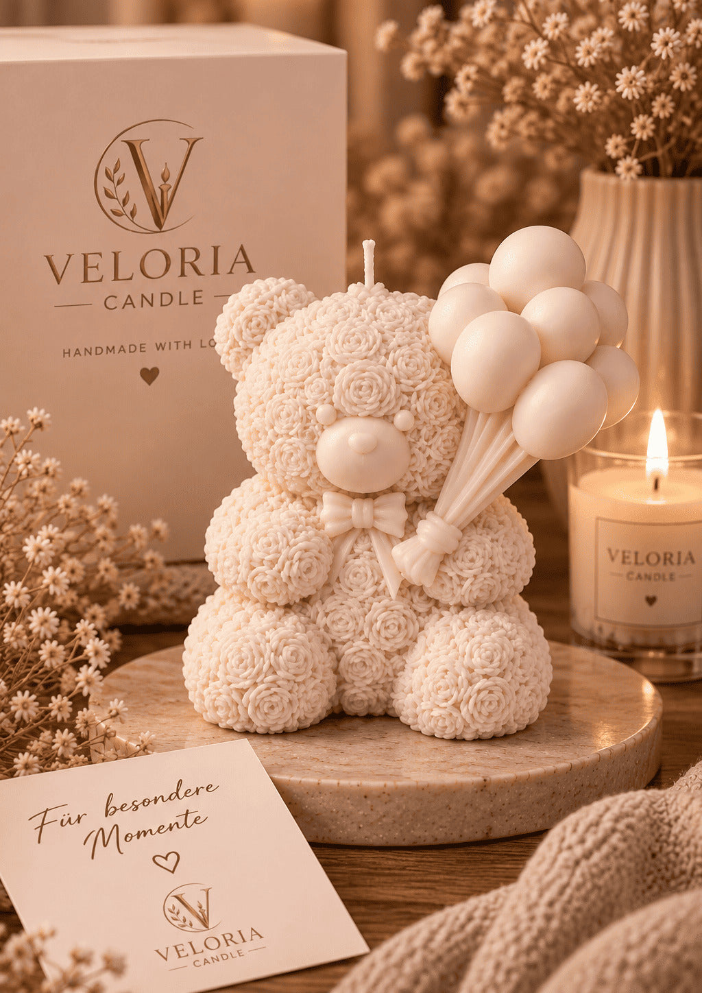 Bärenkerze mit Luftballons – Duftkerze & Geschenkidee