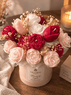 Kerzenstrauß mit Rosen – Handgemachter Blumenstrauß aus Kerzen